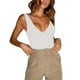thumbnail image 1 of Camiseta sin mangas de color liso con cuello en V para mujer: camiseta fina de verano con tirantes ajustables, elástica, para uso informal., 1 of 4