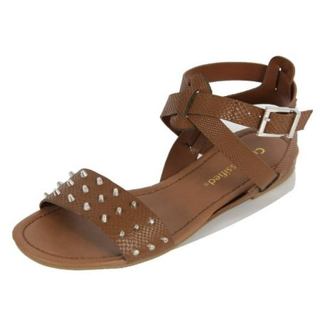 ankle strap flat leather sandals