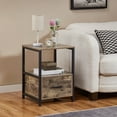 thumbnail image 1 of VECELO Nightstand with Drawer, Industrial End Table Sofa Side Table for Bedroom Living Room Office, Gray, 1 of 9