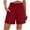 Wine, variant on TAGOLD Womens Shorts Linen Like Solid Color Shirred Elastic Waist 3 Inch Length Shorts With Pockets