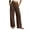 Brown, variant on Women's Straight Leg Pants Baeitkot Women's Fashion Solid Color Elastic Waist Casual Button Pocket Straight Leg Pants Blue XL