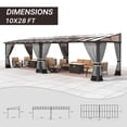 thumbnail image 2 of Gotland 10' × 28' Hardtop Gazebo for Patio,Wall-Mounted Lean to Gazebo Pergola with Sloping Roof and Durable Aluminum Frame,Large Heavy Duty Awnings for Decks,Backyard,Gray, 2 of 8
