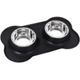thumbnail image 1 of Dog Cat Bowls Stainless Steel Double Dog Food and Water Bowls with No-Spill No-Skid Silicone Mat, Pet Feeder Bowls Small Puppy Bowl for Small Dogs Cats Black WD.WDQZL Mascotas, 1 of 6
