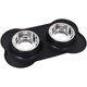 thumbnail image 1 of Cuencos para perros y gatos, cuencos dobles de acero inoxidable para comida y agua para perros con alfombrilla de silicona antideslizante, cuencos para comederos para mascotas, cuenco pequeño para perros pequeños, gatos, negro-negro- oso de fresa Electrónica, 1 of 5