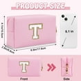 thumbnail image 2 of Soda Candy Initial Small Makeup Bag Personalized A-Z Chenille Preppy Patch Makeup Pouch Cute Toiletry Bag for Women Mom PU Cosmetic Bag for Purse Birthday Xmas Valentine Gift, T, 2 of 7