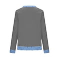 thumbnail image 4 of Olyvenn Collared Sweaters for Women with Buttons Vintage Denim Patchwork Pullover Waffle Knit Sweater Casual Jean Tops Shirts Gray XL, 4 of 6