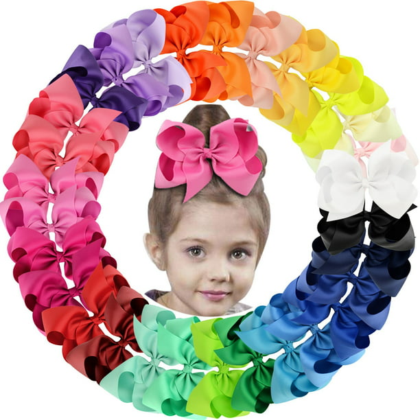 30Pack 6in Grosgrain Ribbon Hair Bows Baby Girl's Clips Large Big Hair Bows  Clips For Baby Girls Teens Toddlers A-Hair Bows Clips - Walmart.com