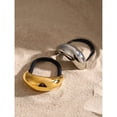 thumbnail image 2 of Stainless Steel 18K PVD Gold Compact Moon Hair Cuff Hair Ties, Fashion Ponytail Cuff Hairties No Damage, Women Ponytail Holders Elastic Hair Bands,Geometric Hair Accessories (Silver), 2 of 9