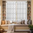 thumbnail image 2 of Grey Boho Kitchen Curtains 63 Inch Length, Vintage Ethnic Tribe Abstract Art Tiers Curtains for Living Room Berdoom Bathroom, Light Filtering Drapes Rod Pocket Window Treatment 2 Panels 42"Wx63"L, 2 of 8