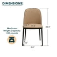 thumbnail image 4 of LeisureMod Tule Mid-Century Modern Dining Side Chair with Leather Seat and Powder-Coated Steel Frame for Kitchen and Dining Room in Black/Light Grey Set of 2, 4 of 12