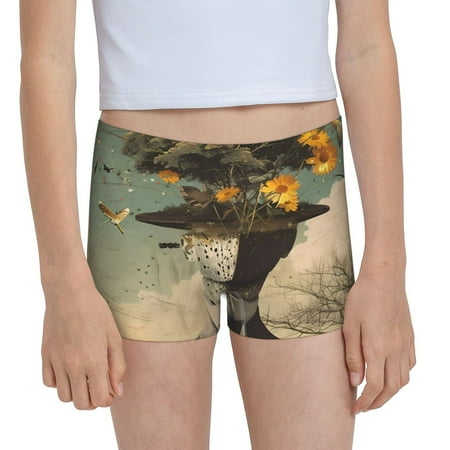 Pofeuu Surreal Floral Mindscape Print Soft Cotton Girls Boyshort panties Toddler Underwear-Large