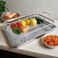 thumbnail image 6 of Air Fryer Basket for Oven,2-Piece/Set Stainless Steel 19.1" x 12.8" x 3.31" Fryer Basket and Tray Fits Most Standard Ovens for Cooking Baking and Broiling, 6 of 8