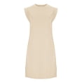 thumbnail image 3 of Wowcloth Women's Knee-Length Dress, Solid Color Round Neck Sleeveless Slit Casual Loose Pocket Dress, 3 of 6