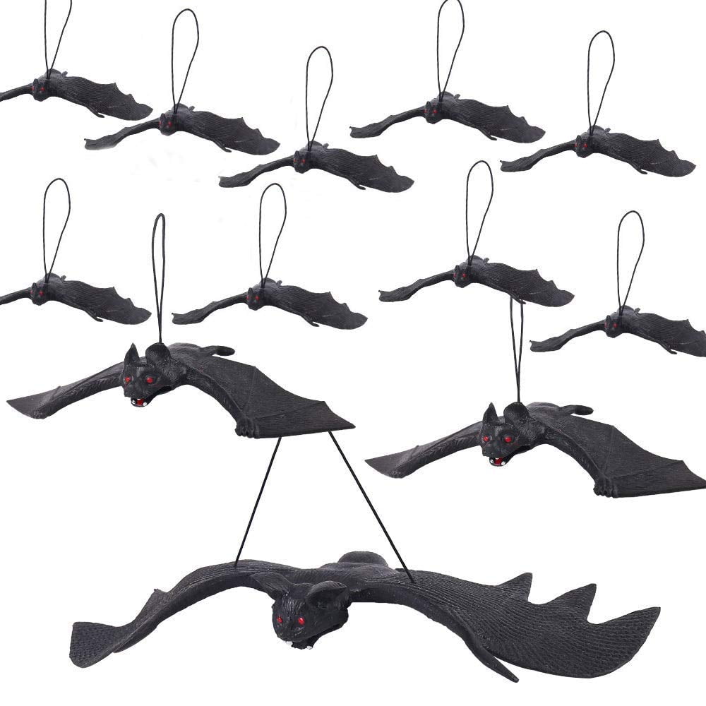 12 Pack Halloween Realistic Hanging Bats,Spooky Looking Bats,Fake