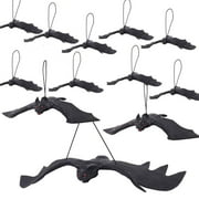 12 Pack Halloween Realistic Hanging Bats,Spooky Looking Bats,Fake Rubber Bats for Halloween Party Supplies Halloween Bats