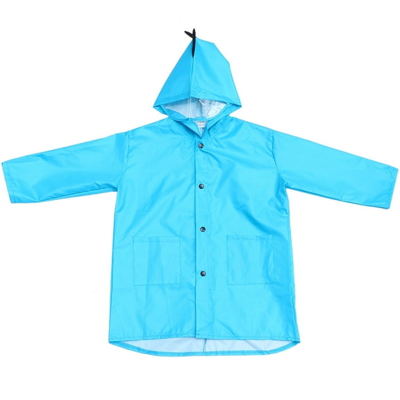 WHAMVOX Kids Outdoor Cartoon Dinosaur Raincoat Lightweight Waterproof Poncho Blue Polyester for Travel Size XL