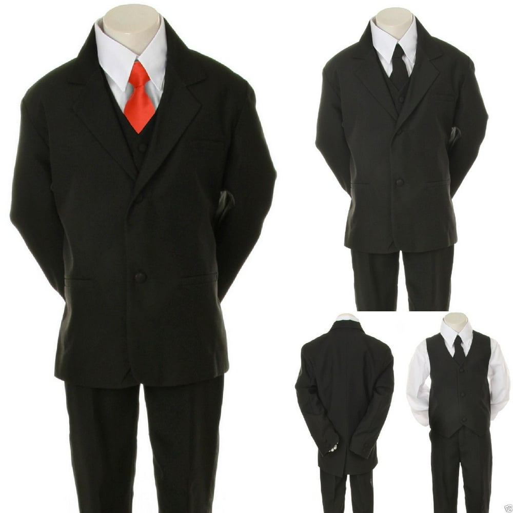 Unotux Infant Toddler Boys 6pc Wedding Formal Tuxedo Suit Black extra