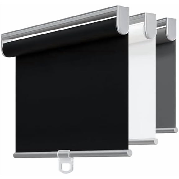 Cordless 100% Blackout Roller Shades for Windows,UV Protection Pull Down Shades,Room Darkening Door Blinds Thermal Insulated Fabric for Home Office and Bedroom(14" W x 72" H,Black)