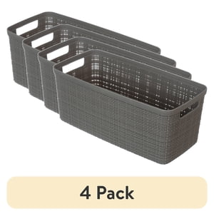 Curver Jute Narrow Storage Baskets, Gray, 4-Pack
