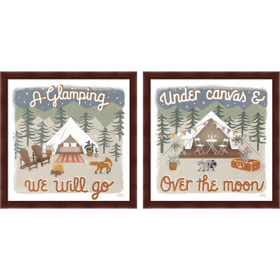 Great Art Now Gone Glamping by Laura Marshall, 2 Piece Framed Art Set Each 13"W x 13"H