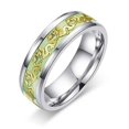 thumbnail image 5 of Luminous Ring Dark Golden Dragon Inlay Green Background Fashion Men Fluorescent Glowing Rings silver 6, 5 of 5