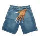 thumbnail image 2 of Pantalones cortos de mezclilla holgados para hombre, pantalones cortos de gimnasio, Hip Hop, Y2K, estampado gráfico, pantalones de chándal góticos, pantalones de baloncesto, azul Retro, Harajuku, nuev, 2 of 2