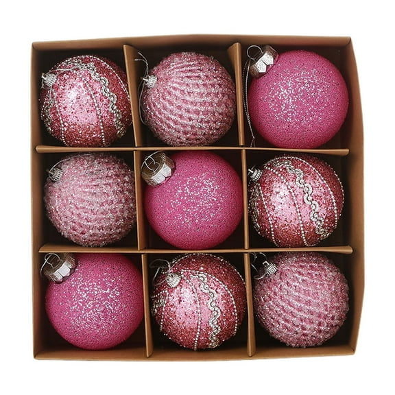 CuiLiyq 9 PCS Christmas Tree Decoration Ball Set, 3.15 Inch Large Christmas Ball, Plastic Xmas Decorative Hanging Ornaments for Indoor Outdoor Home Holiday Wedding Party Decoration (Pink)