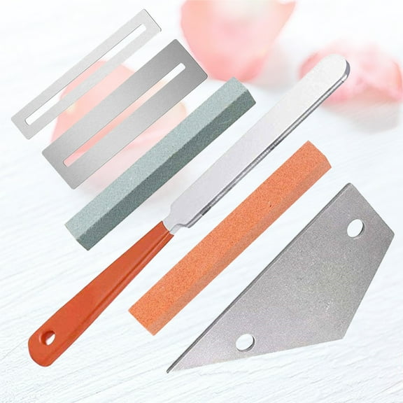 MLINS 6pcs Guitar Luthier Tool Kit Guitar Fret Crowning File 2 Hole Fret Rocker Fretboard Guards Protectors and Grinding Stone