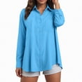thumbnail image 2 of Godom Shirts for Women Oversized Long Sleeve Button Down Shirts Blouses Tops with Pocket, 2 of 7