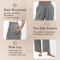 thumbnail image 5 of VDJ Womens Pants Elastic High Waisted Palazzo Casual Wide Leg Pockets Lounge Pant Light Gray Vacation Outfit Size L, 5 of 9