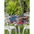 thumbnail image 3 of Outdoor Tablecloth with Umbrella Hole for Patio/Picnic/Party/Camping, 4th of July Dogs Waterproof Table Cloth Round Cover Washable, Independence Day Floral Red Stars Beige (Dia 60"), 3 of 8
