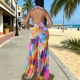 thumbnail image 6 of Enjoytime Rompers for Women Print Halter Sleeveless Wide Leg Jumpsuits Casual Loose Beach Vacation Clothes, 6 of 7