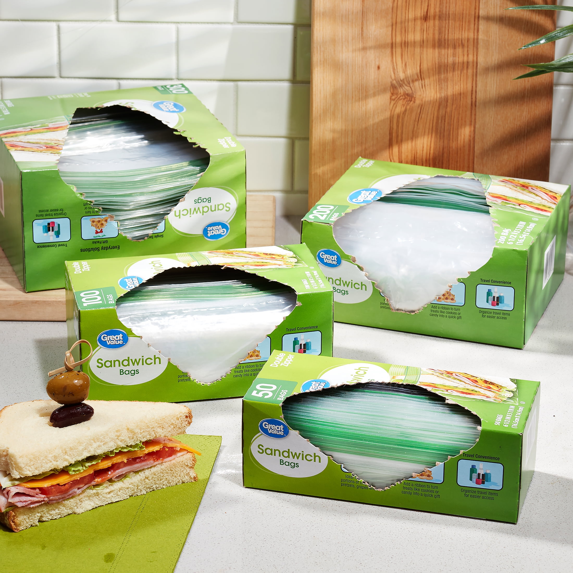 PAMI Double Zip Sandwich Bag [100 Pieces] - Leakproof Freshness-Lock  Sandwich Bags With Food-Safe Zipper Storage Bags For Sandwiches, Snacks,  Fruits 