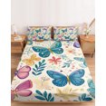 thumbnail image 2 of Twin XL Size Fitted Sheet Set - Spring Butterflies 2 Piece Bedding Sets 16" Deep Pocket Fitted Sheet with 1 Pillowcases, Summer Countryside Leaf Flowers Brushed Microfiber Hotel Luxury Bed Sheets, 2 of 9