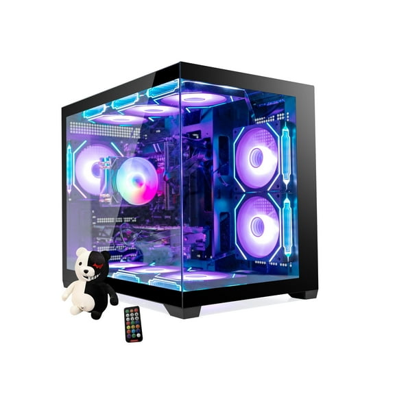 EVOUNIC Gaming PC Computer Desktop, i7 Xeon E5 3.20GHz, RX580 8GB, 16GB RAM, 512GB NVMe SSD 1TB HDD, WiFi6, BT 5.4, ARGB Fan x9, Windows 11 for Gamer,Streaming 650W PSU