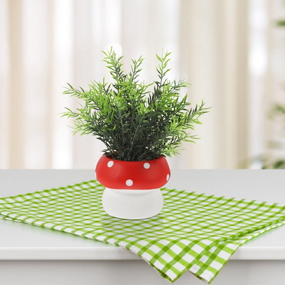 Masteelf Small Ceramic Mushroom Shaped Planter Pot Cute Pot with Bottom Hole Ceramic Small Planter Flower Arrangement Vase