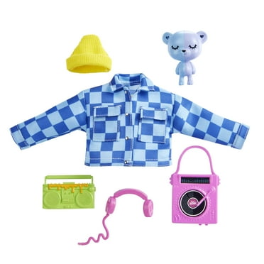 Barbie Extra Doll Clothes Fashion Pack with Pet Bear, Denim Jacket & Music Accessories