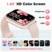 Mingdaln 1.85-inch Men Womens Smartwatch with Answer/Make Calls/120+ Sport Modes/Message Reminder, IP68 Waterproof,Fitness Tracker fits for Android iPhone Devices(Pink)