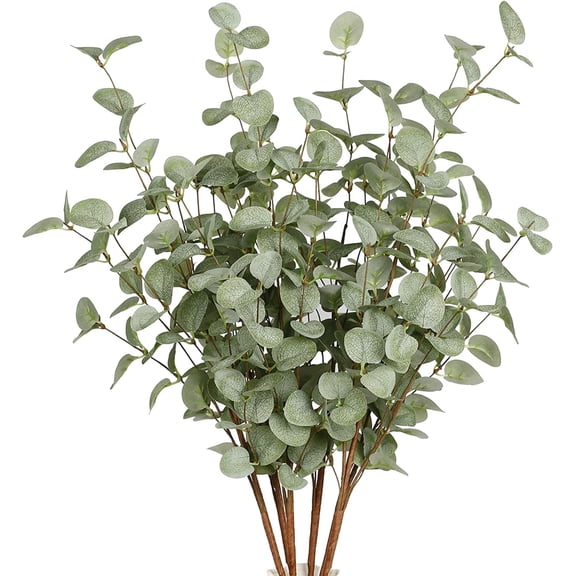 TETOU 6 Pcs 27" Artificial Eucalyptus Stems, Eucalyptus Leaf Greenery Stems Fake Plants Floral for Vase Filler Home Party Wedding Indoor Decoration