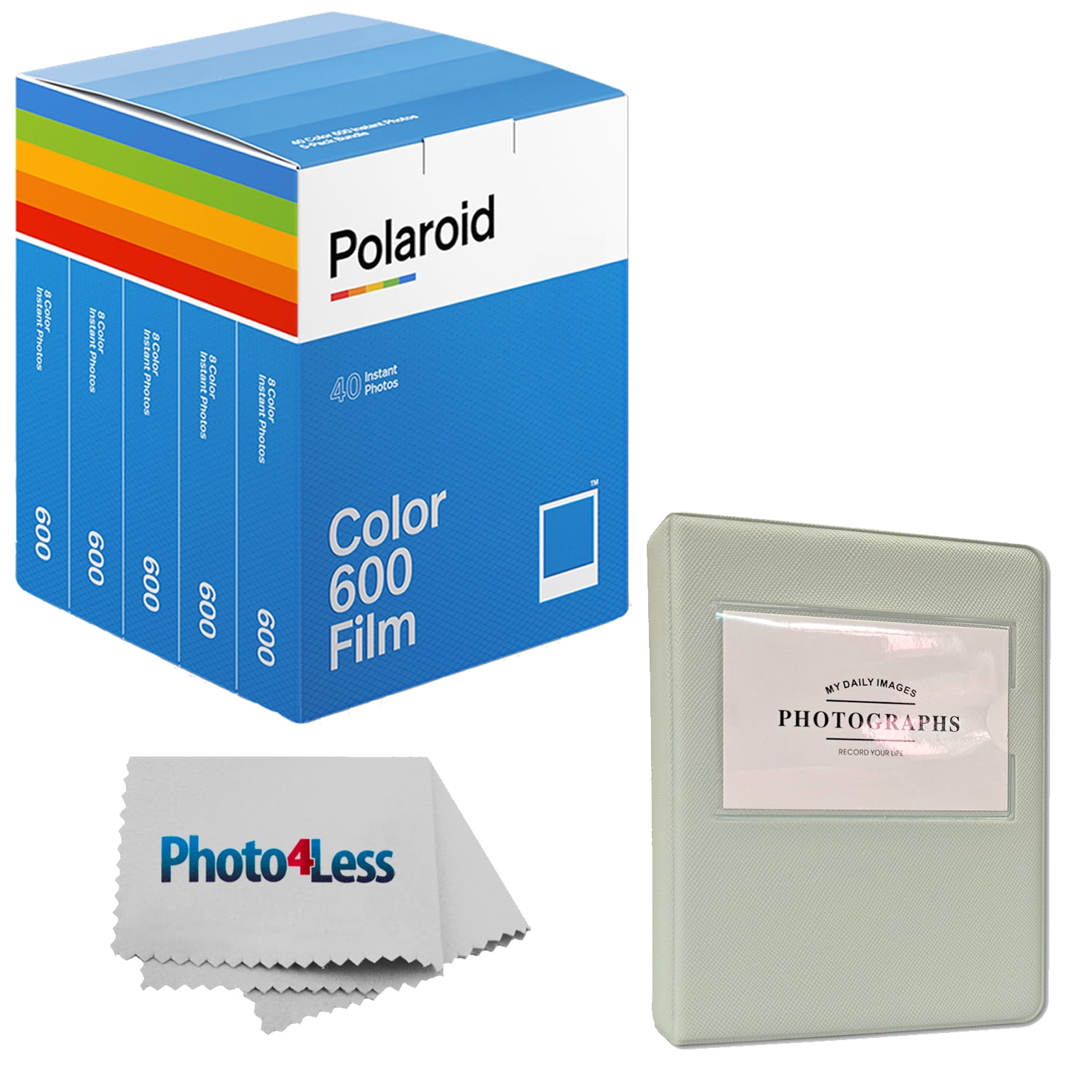 heltinde Bliv ophidset komponist Polaroid Color Film for 600 (5 packs of film - total 40 photos) + Album +  Cloth - Walmart.com