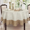 thumbnail image 3 of Newbridge Valencia Two Tone Bordered Damask Fabric Tablecloth, Wrinkle and Stain Resistant Dining Room, Party and Banquet Tablecloth, 60” Wide x 102” Oval, Antique Ivory/Gold, 3 of 7