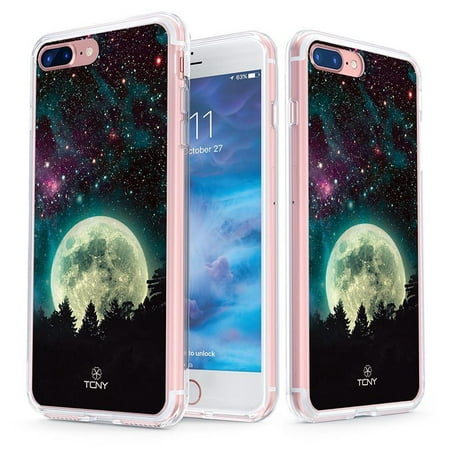 iPhone 8 Plus Case - True Color Clear-Shield Full Moon [Galaxy Collection] Printed on Clear Back - Soft and Hard Thin Shock Absorbing Dustproof Full Protection Bumper (Best Way To Print From Iphone)