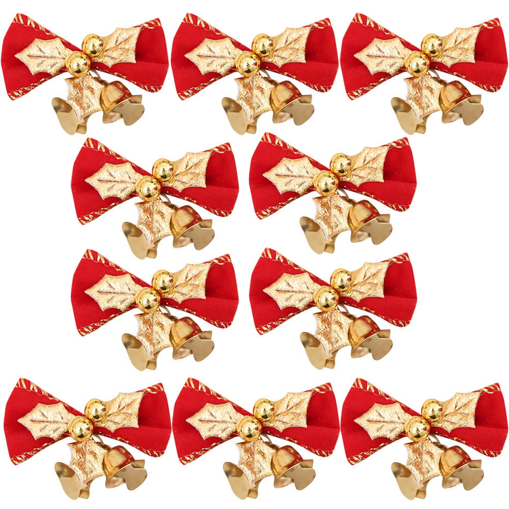 10PC Christmas Tree Red Xmas Pendant Bowknot&Bell Party Garden Decor Ornament 