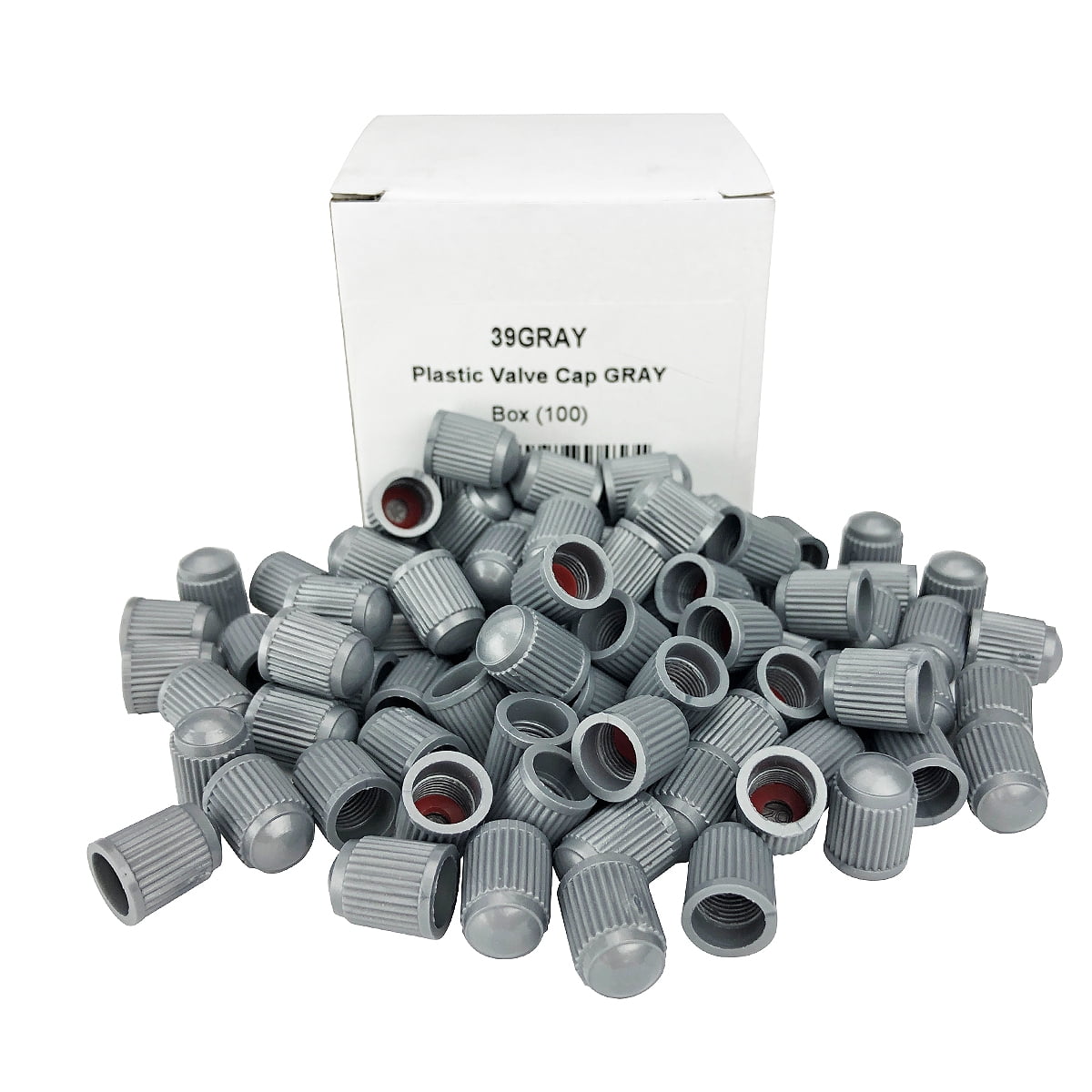 Pack of 100 Gray Valve Stem Caps w/ inner seal for all Schrader type Valve Stems
