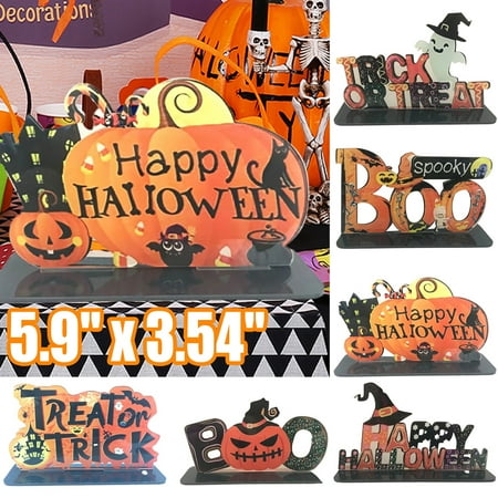 Neinkie Happy Halloween Table Decoration Trick or Treat Boo Sign