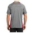 thumbnail image 2 of Mens Heather Colorblock Contender Polyester Tee Vintage Heather/ True Red XS, 2 of 8