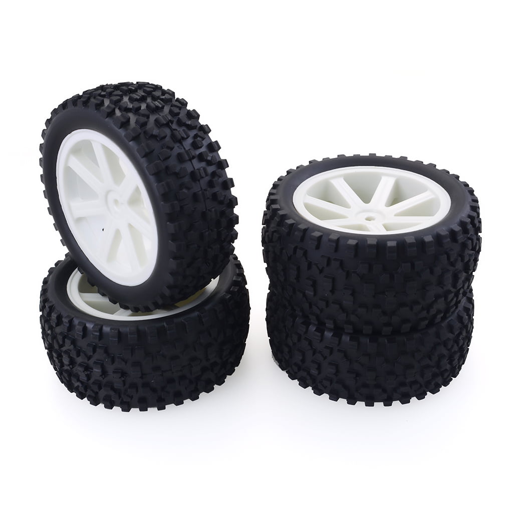 4 Pcs RC Buggy Wheels & Tyres 1/10 Scale Off-road Car For HSP HPI Redcat Black 
