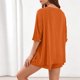 thumbnail image 4 of 3/4 Manga Casual Tops para las Mujeres Suelto V-Cuello Nervioso Punto Superior con Elástico-Cintura Pantalones Cortos Pantalones Conjuntos, Tela Elástica Suave para el Salón Diario Y el Uso Casual, 4 of 7