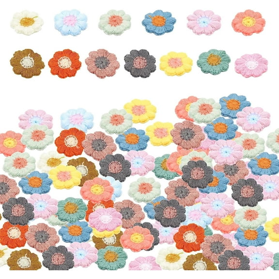 78Pcs Daisy Flower Patches 13 Colors Embroidery Applique Iron On Patch for Clothing Embroidered Fabric Appliques Motif Sew On Stickers