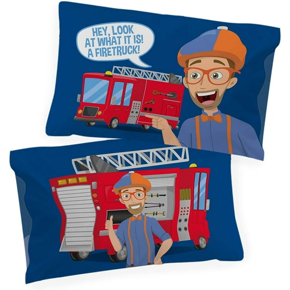 Blippi Look a Firetruck! Blue 1 Pack Pillowcase, 100% Microfiber
